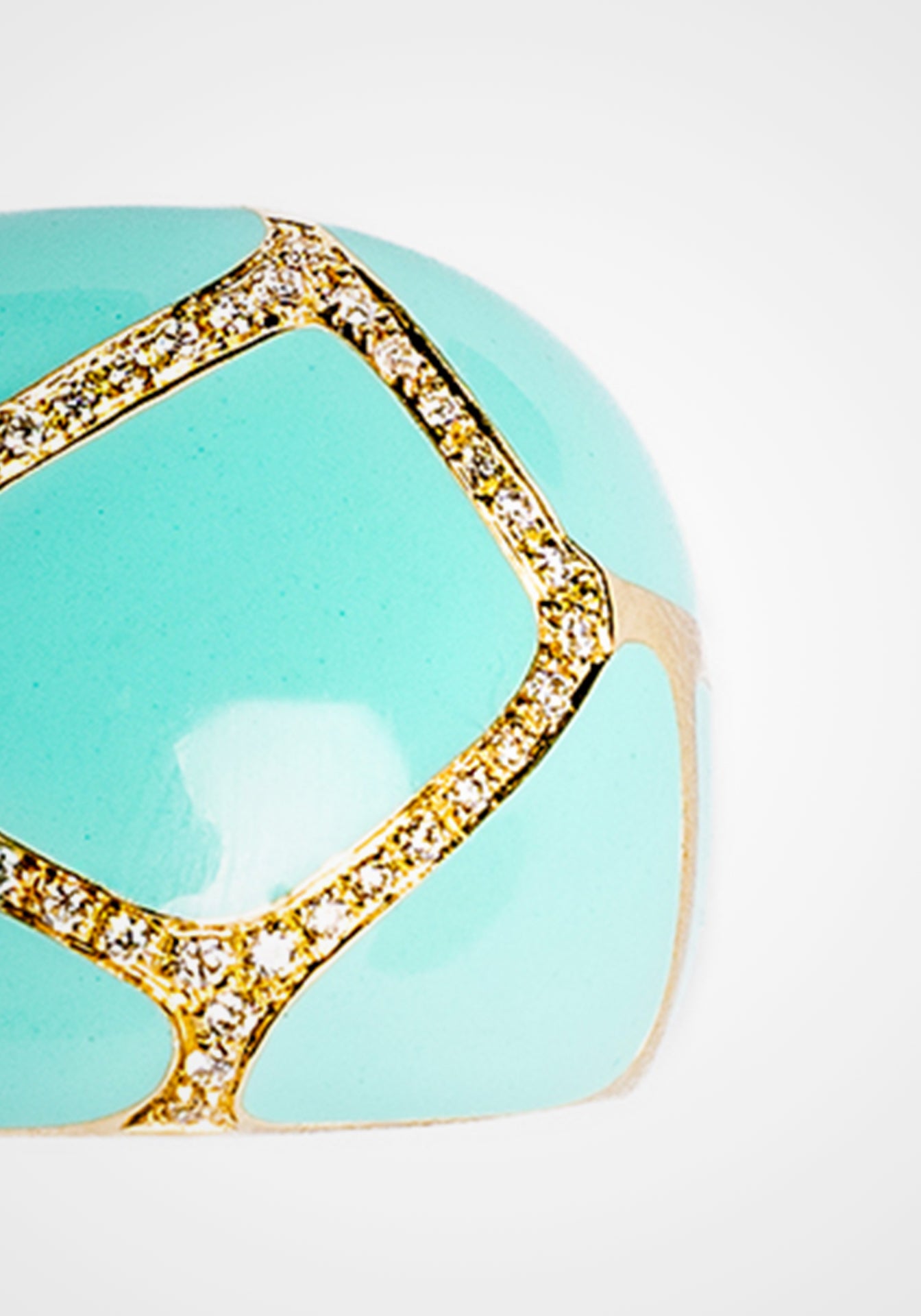 Giraffe, 18K Yellow Gold, Turquoise Enamel + Diamond Ring