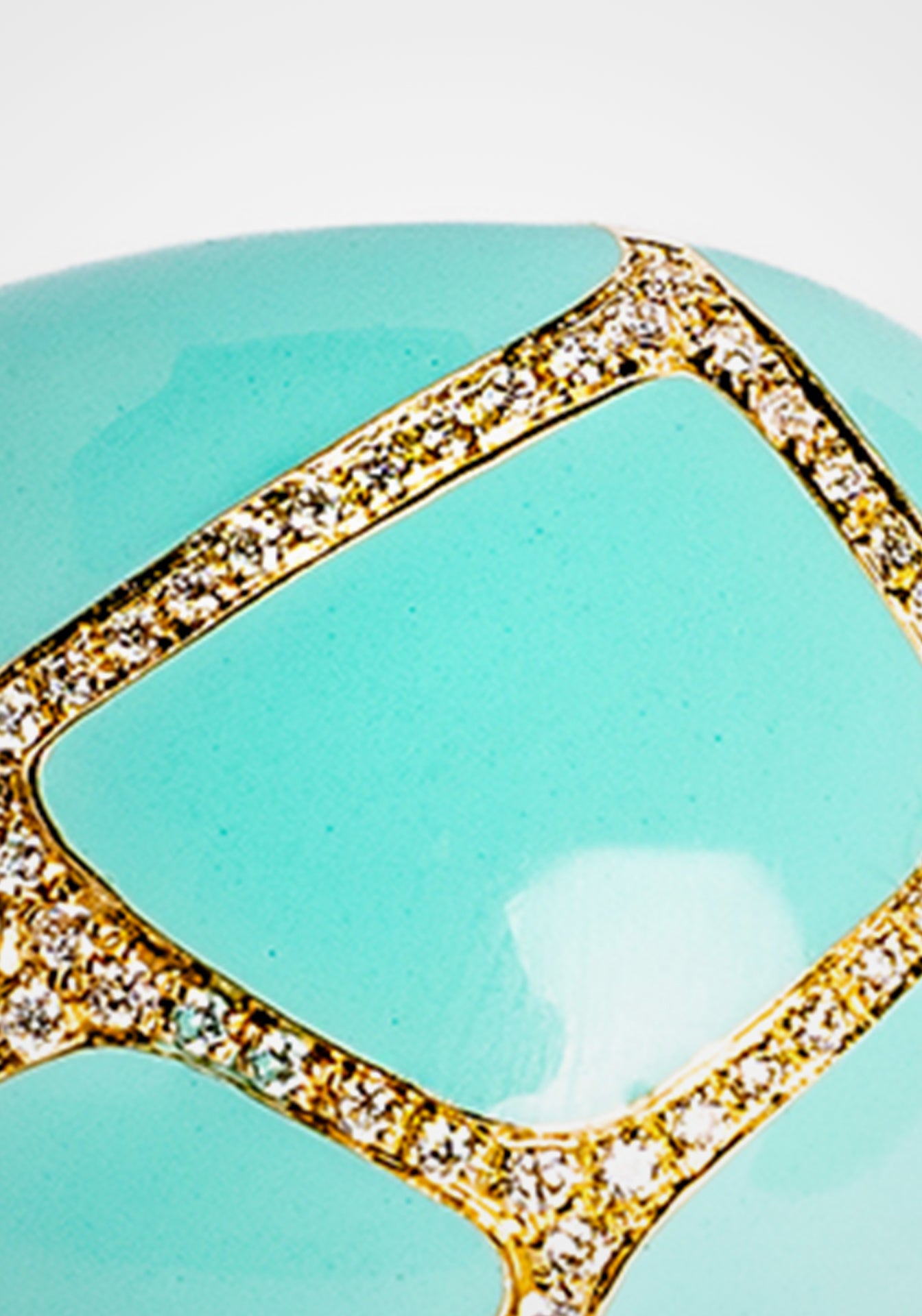 Giraffe, 18K Yellow Gold, Turquoise Enamel + Diamond Ring