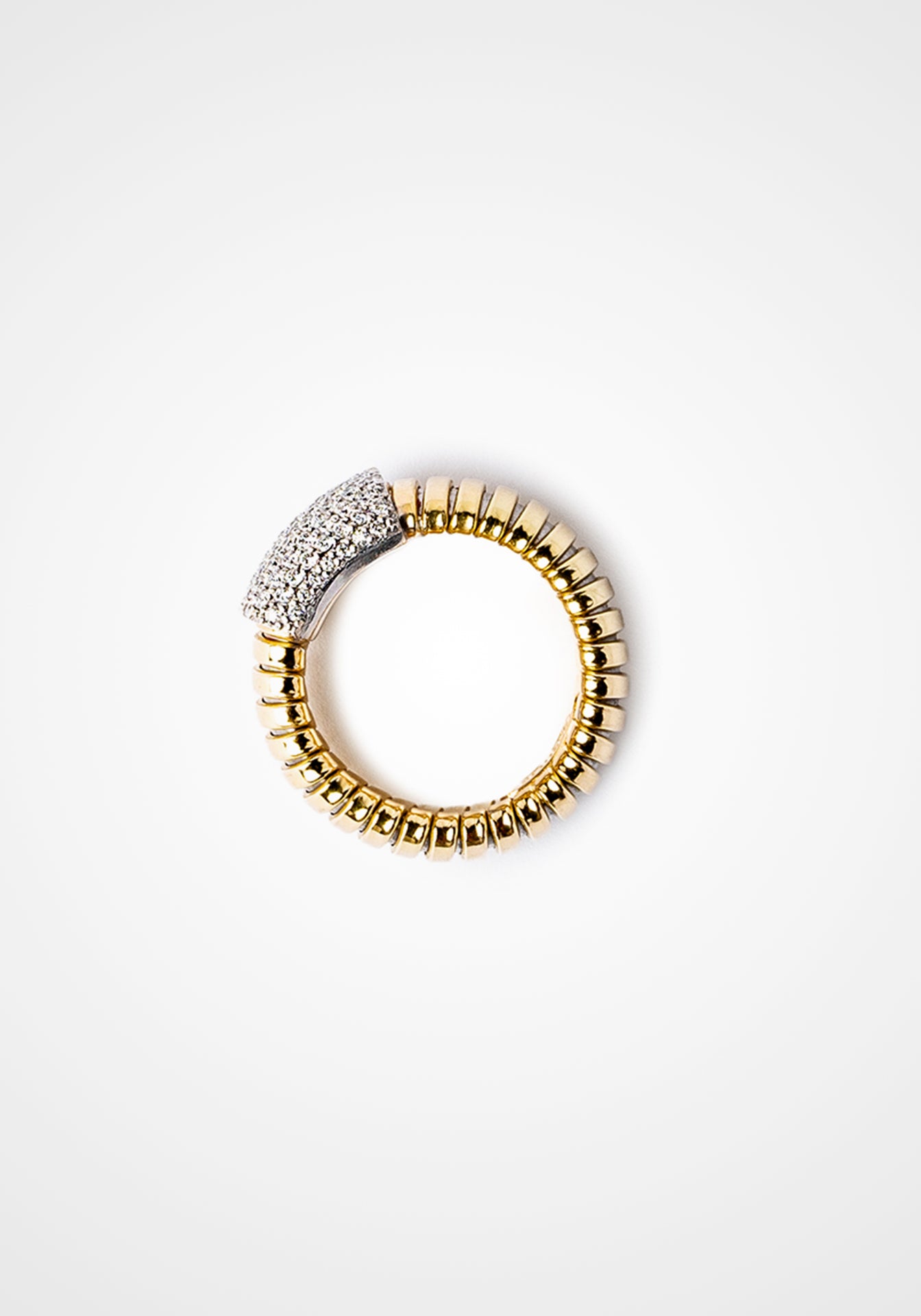 Tubogas Everyday, 18K Yellow Gold + Diamond Band