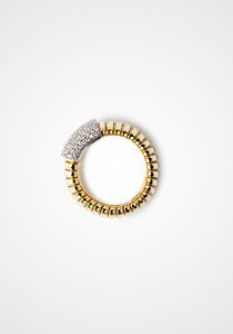 Tubogas Everyday, 18K Yellow Gold + Diamond Band