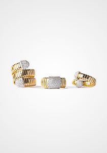 Tubogas Everyday, 18K Yellow Gold + Diamond Band