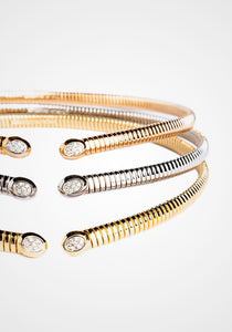 Tubogas Oval, 18K Yellow Gold + Diamond Choker