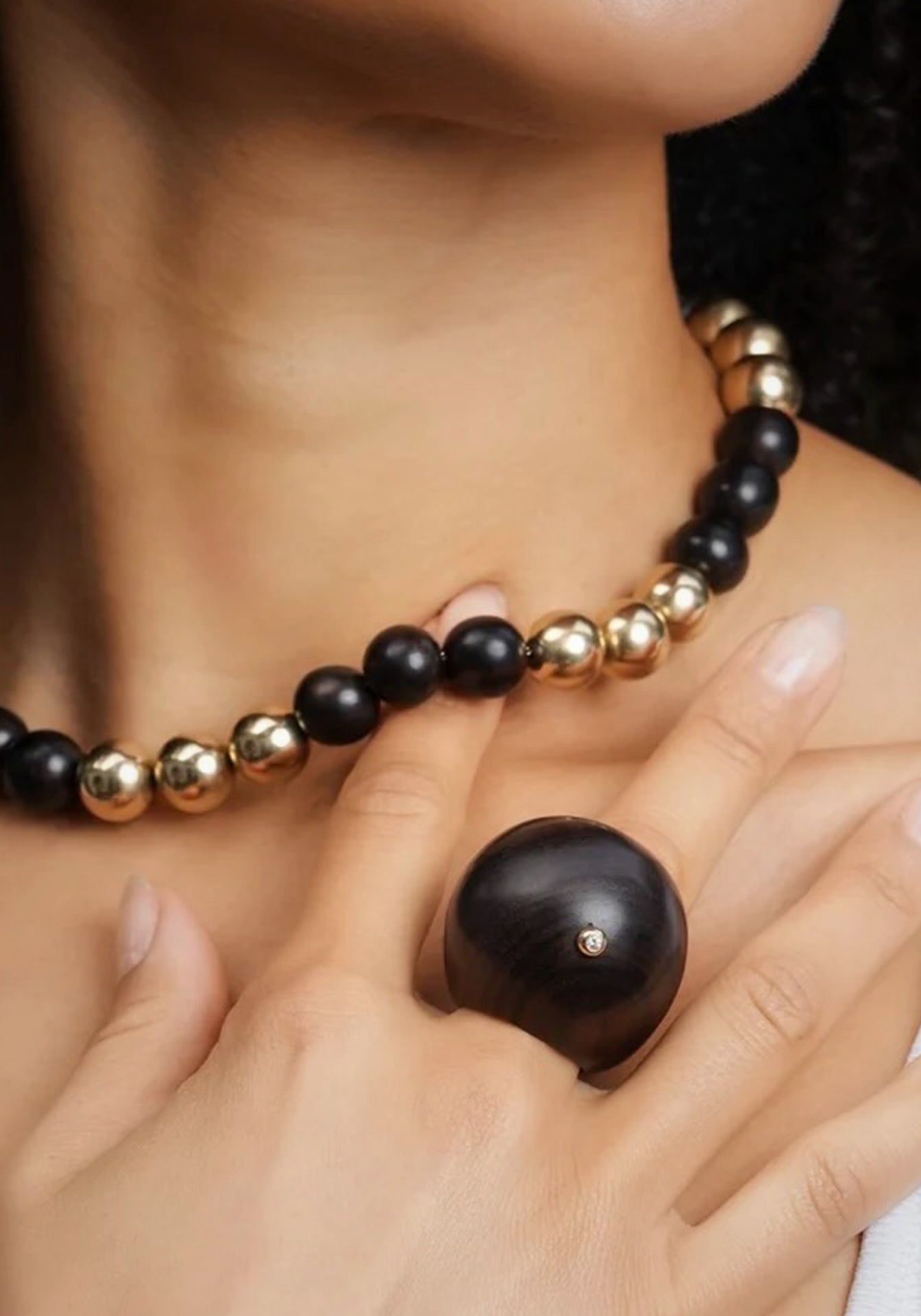 Rosewood + 18K Yellow Gold Cupola Necklace