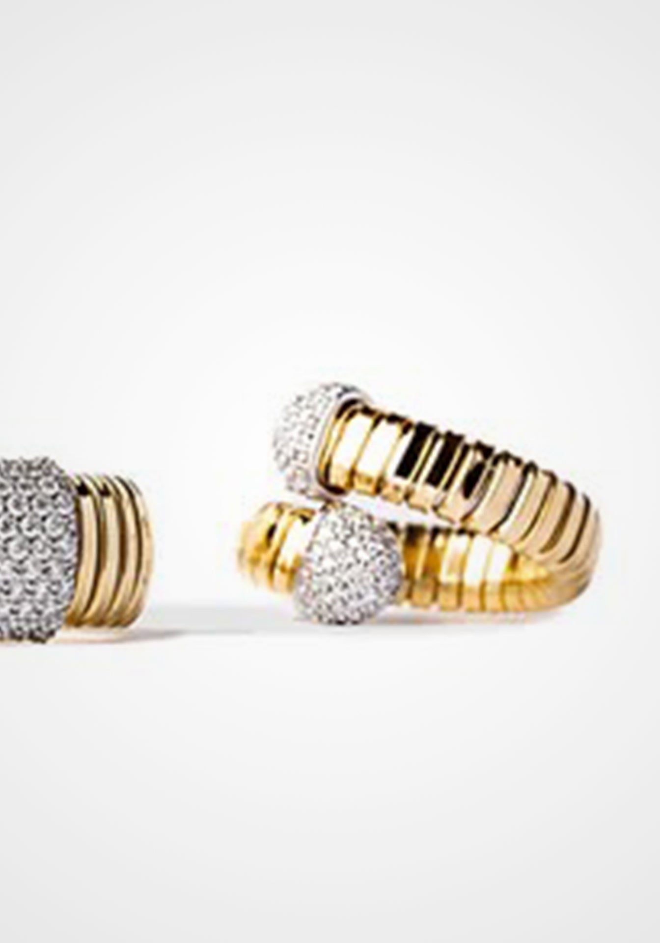 Tubogas Bypass, 18K Yellow Gold + Diamond Ring