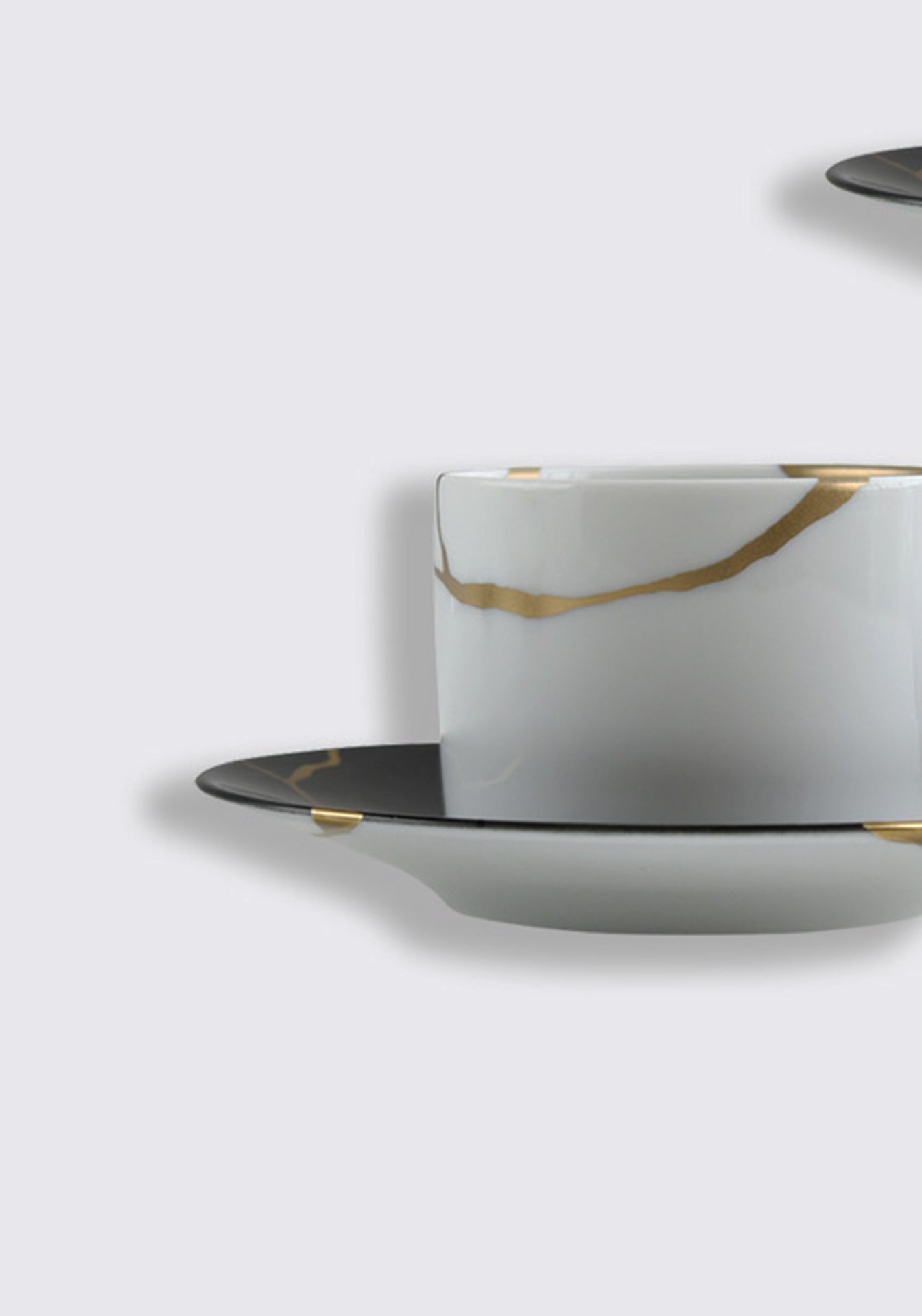 Kintsugi Rouge Empereur Tea Cups + Saucers, Set of 2