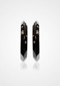 XL Black Madam, 14K Yellow Gold, Onyx + Diamond Earrings