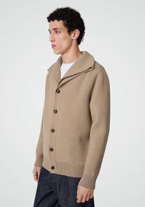 Compact Wool Cardigan With Intreciato Button