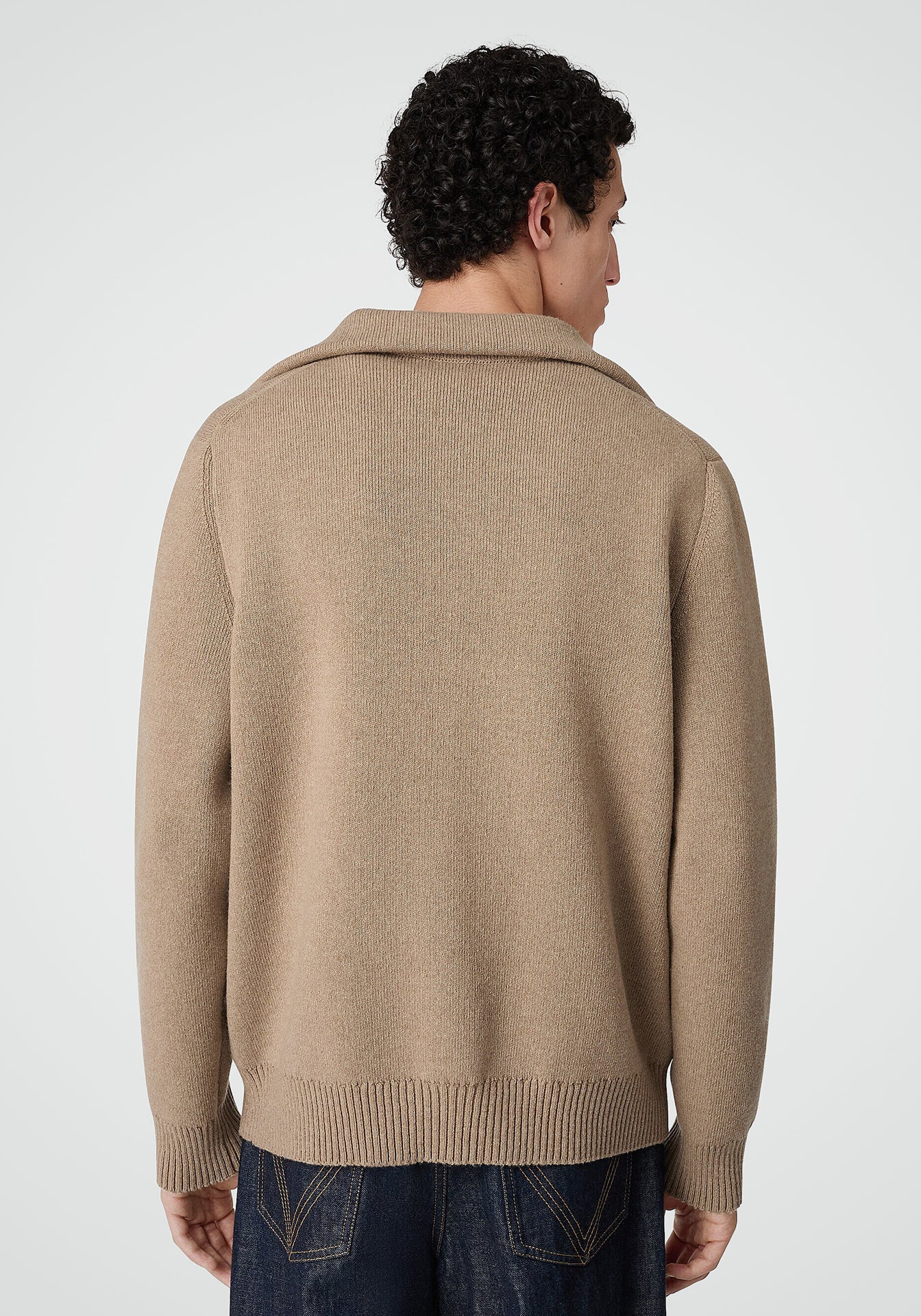 Compact Wool Cardigan With Intreciato Button