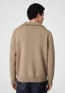 Compact Wool Cardigan With Intreciato Button