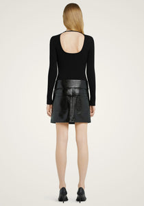 Belted Vinyl Mini Skirt