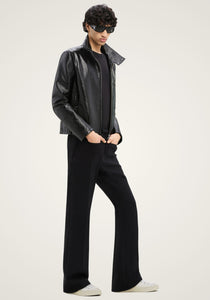 Zipped Vinyl Biker Jacket