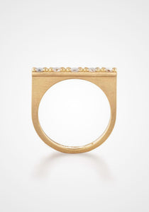 Circle Of 5th's, 18K Yellow Gold + Diamond Bar Ring