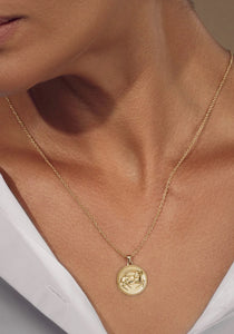 Aries Zodiac, 18K Yellow Gold Pendant Necklace
