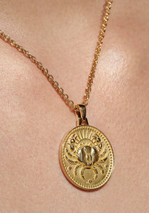 Cancer Zodiac, 18K Yellow Gold Pendant Neckalce
