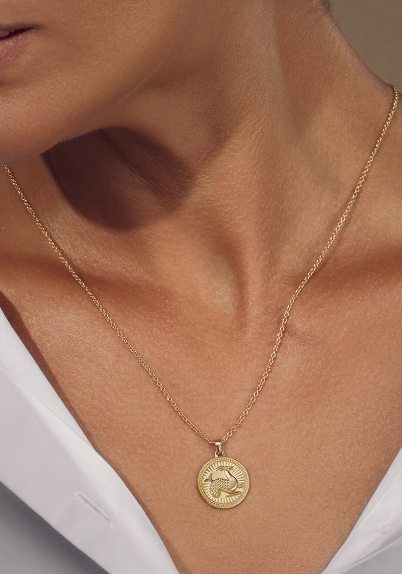 Capricorn, 18K Yellow Gold Pendant Necklace