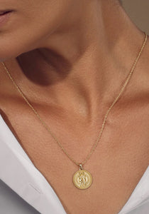 Gemini Zodiac, 18K Yellow Gold Pendant Necklace