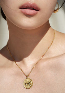 Leo Zodiac, 18K Yellow Gold Necklace