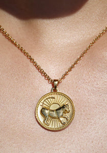 Leo Zodiac, 18K Yellow Gold Necklace