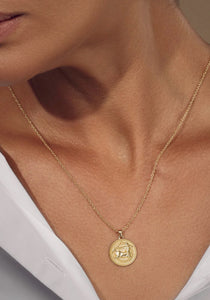 Sagittarius Zodiac, 18K Yellow Gold Pendant Neckalce