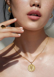 Scorpio Zodiac, 18K Yellow Gold Pendant Neckalce