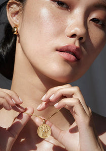 Virgo Zodiac, 18K Yellow Gold Pendant Neckalce