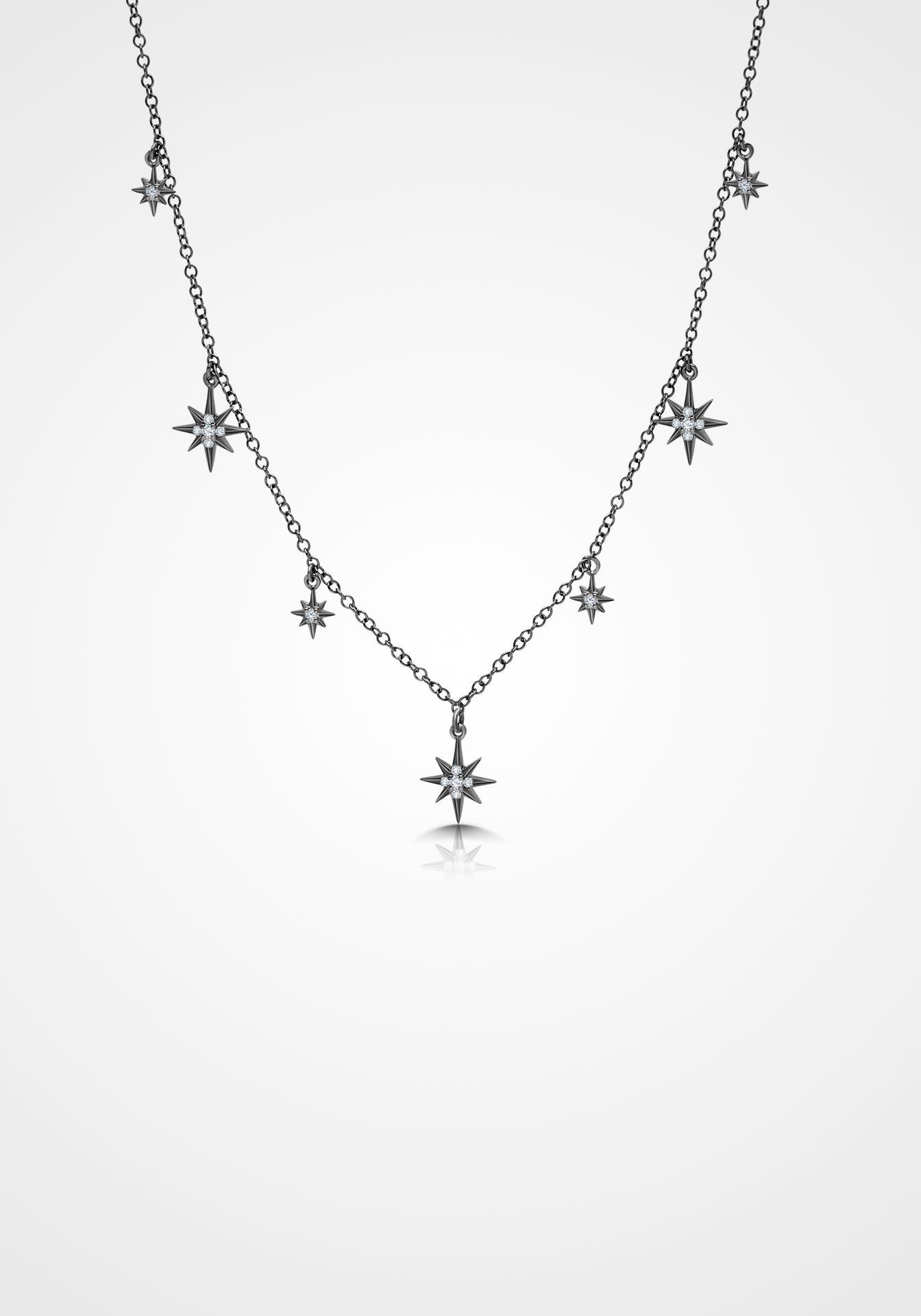 Starburst, 14K Black Gold + Diamond Necklace