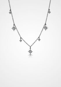 Starburst, 14K Black Gold + Diamond Necklace