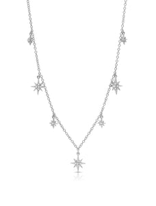 Starburst, 14K White Gold + Diamond Necklace
