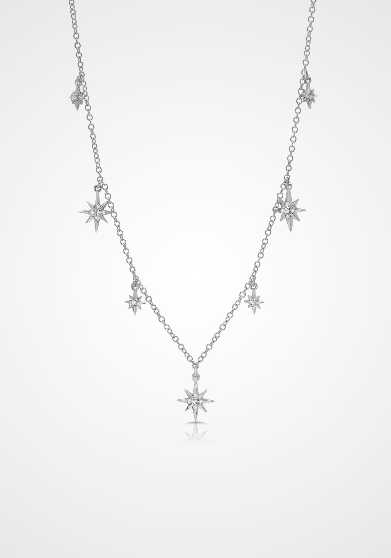 Starburst, 14K White Gold + Diamond Necklace