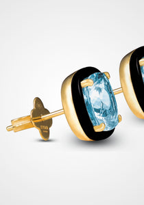 Aravali, 18K Yellow Gold + Aquamarine Earrings