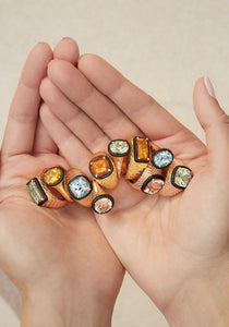 Aravali, 18K Yellow Gold + Citrine Baguette Ring