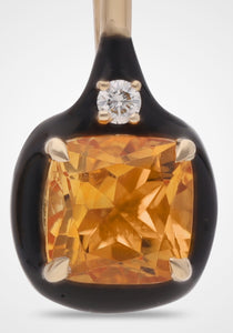 Aravali, 18K Yellow Gold + Citrine Cushion Drop Earrings