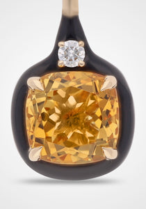 Aravali, 18K Yellow Gold + Citrine Cushion Pendant
