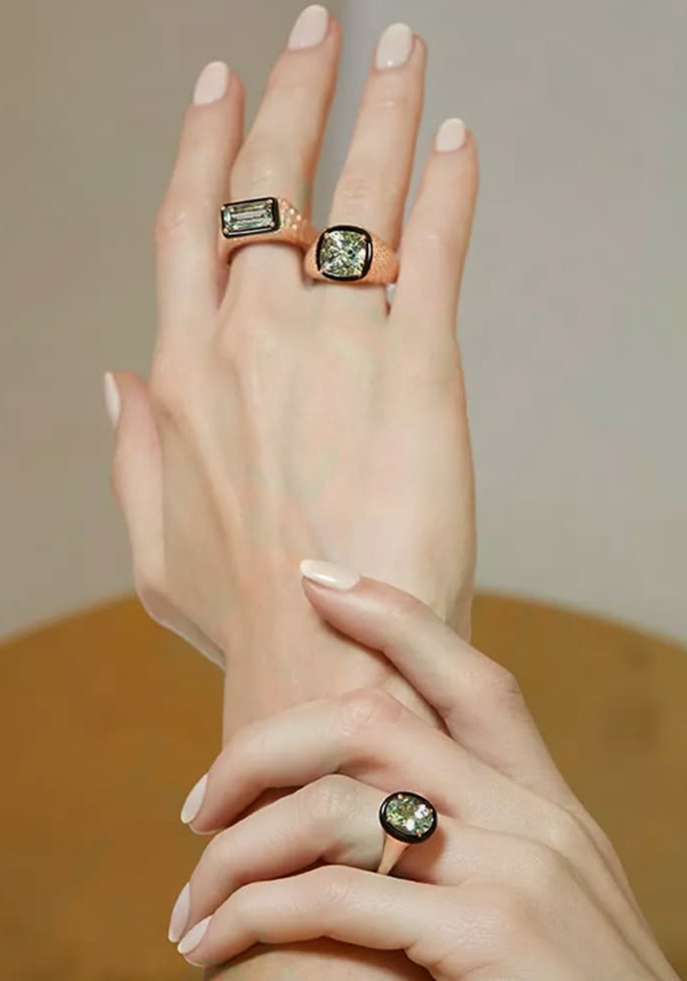 Aravali, 18K Rose Gold + Green Amethyst Baguette Ring