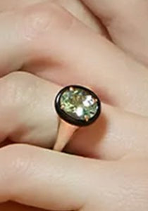 Aravali, 18K Rose Gold + Green Amethyst Baguette Ring