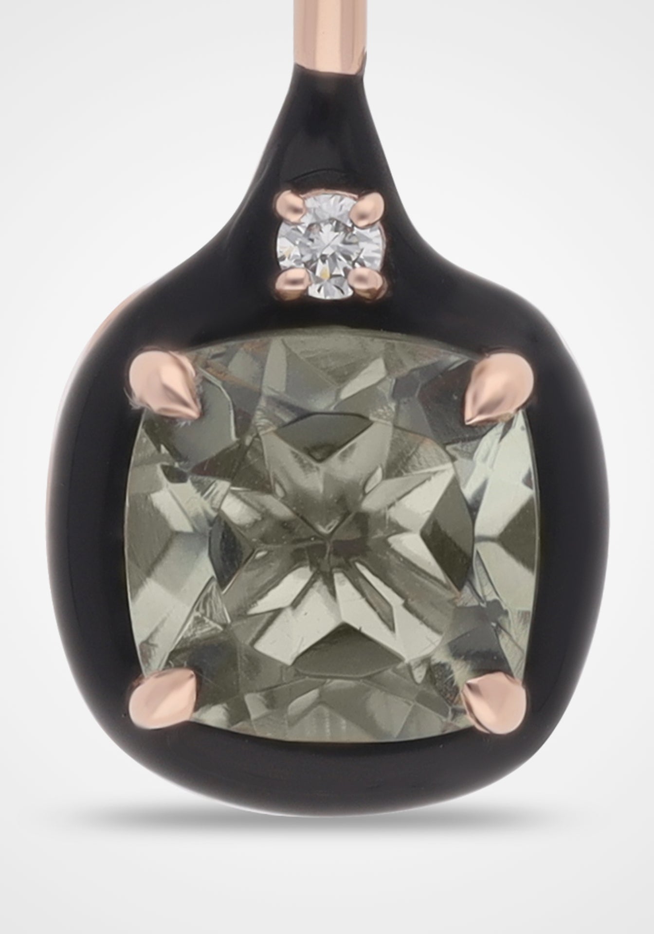 Aravali, 18K Rose Gold, Green Amethyst Cushion Pendant