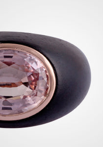 Spinal, 18K Yellow Gold, Pink Sapphire + Ebony Ring