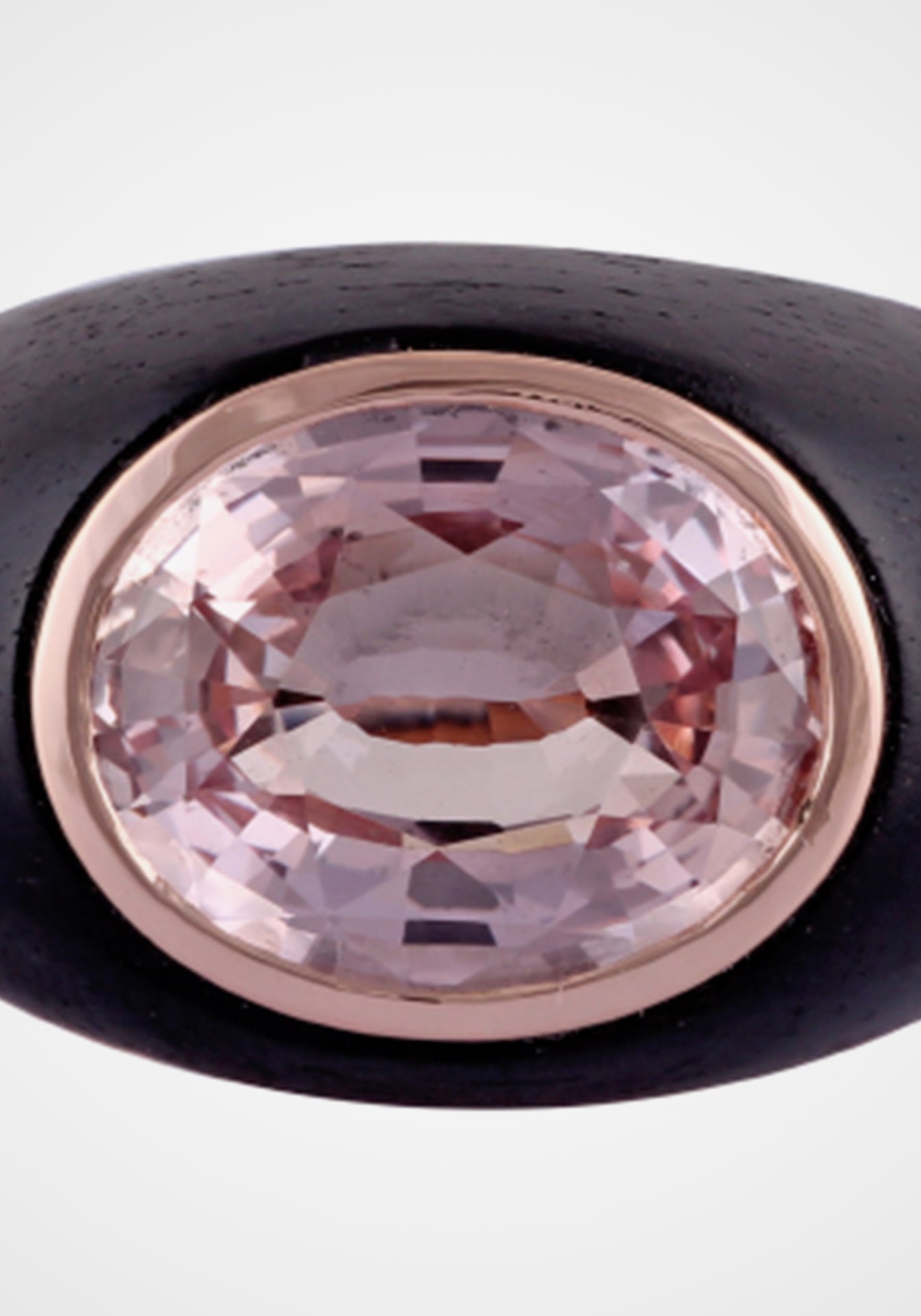 Spinal, 18K Yellow Gold, Pink Sapphire + Ebony Ring
