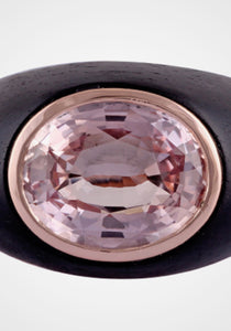 Spinal, 18K Yellow Gold, Pink Sapphire + Ebony Ring