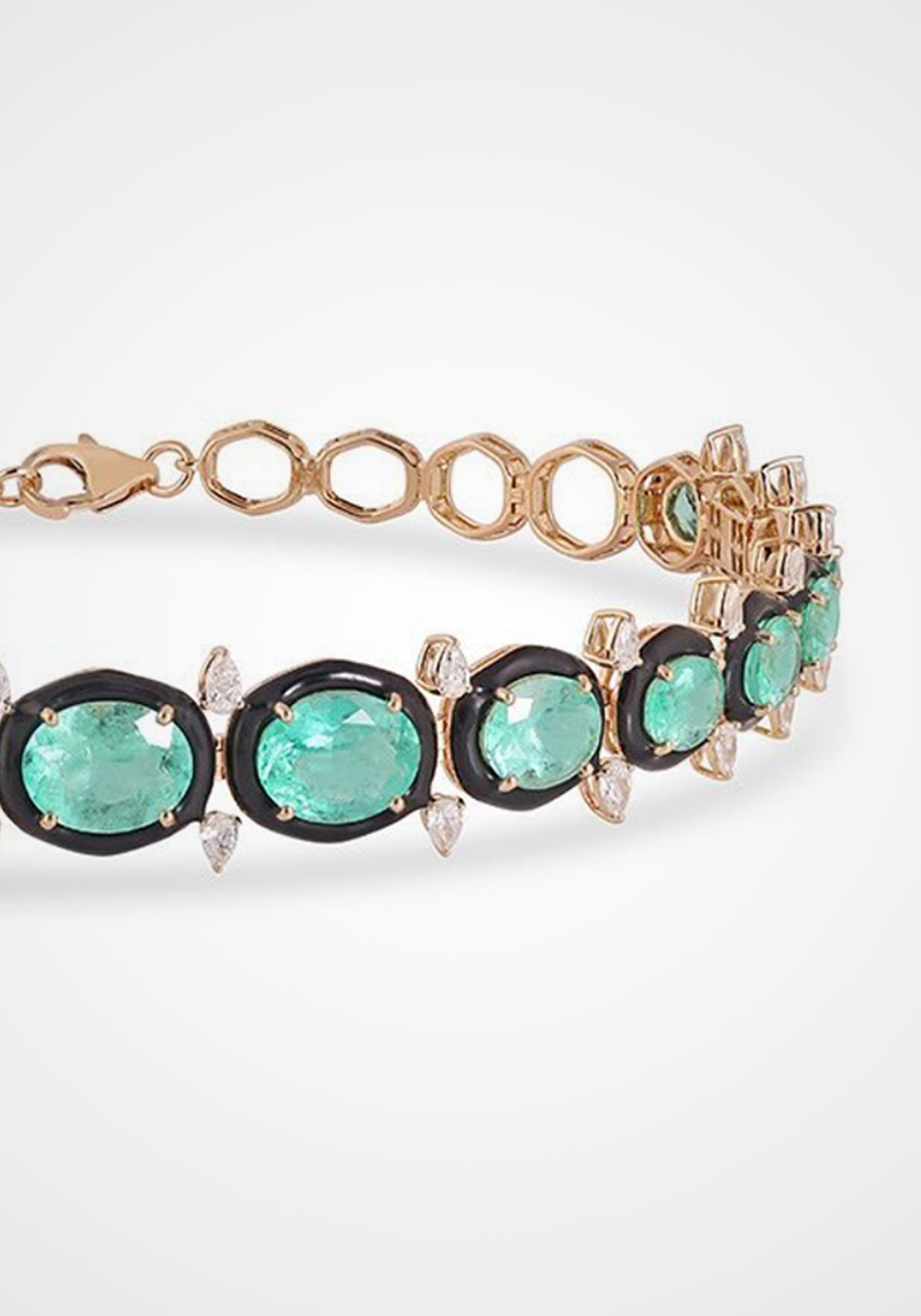 18K Yellow Gold + Colombian Emerald Choker