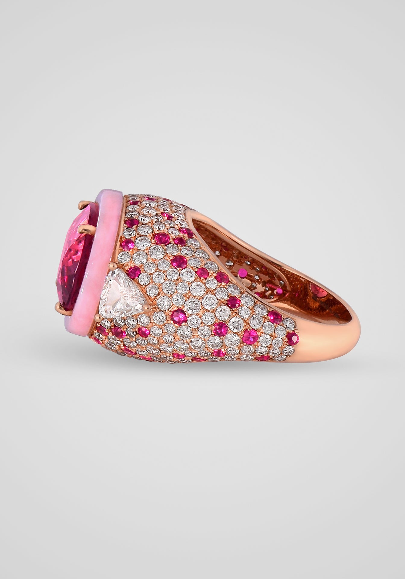 18K Rose Gold, Opal + Ruby