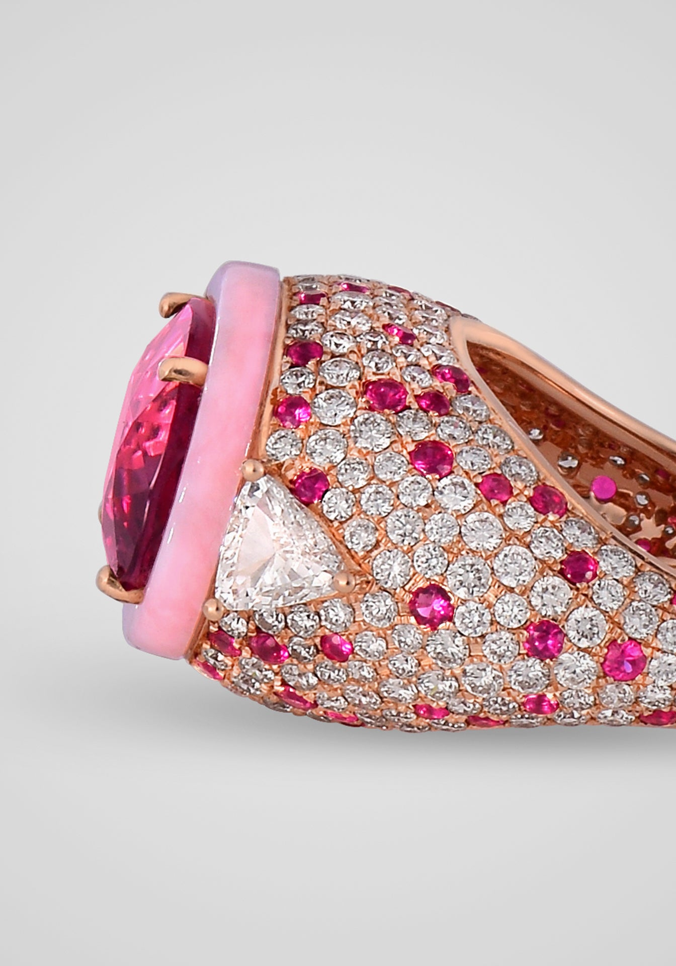 18K Rose Gold, Opal + Ruby