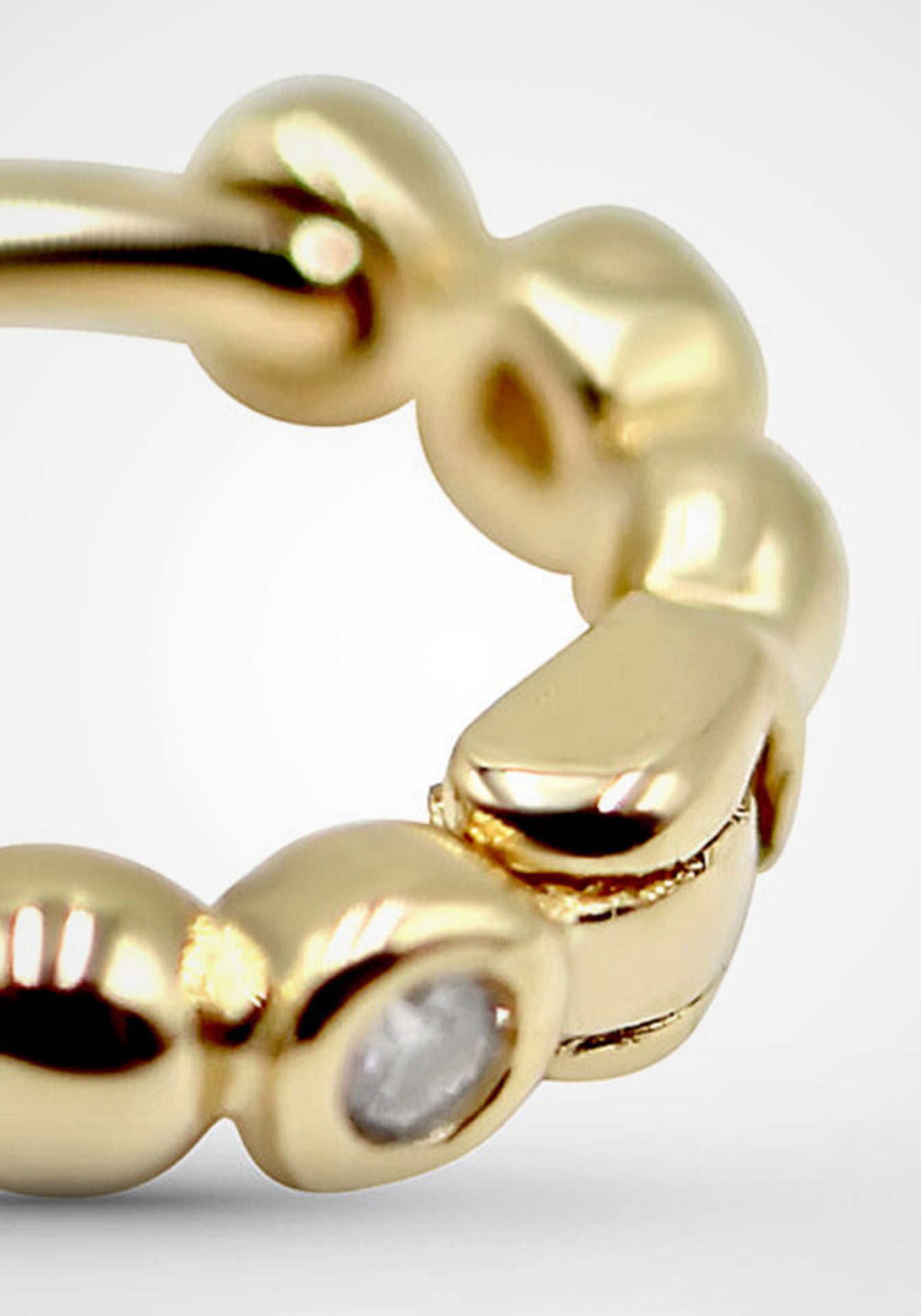 Alternating Bead, 14K Yellow Gold Huggies