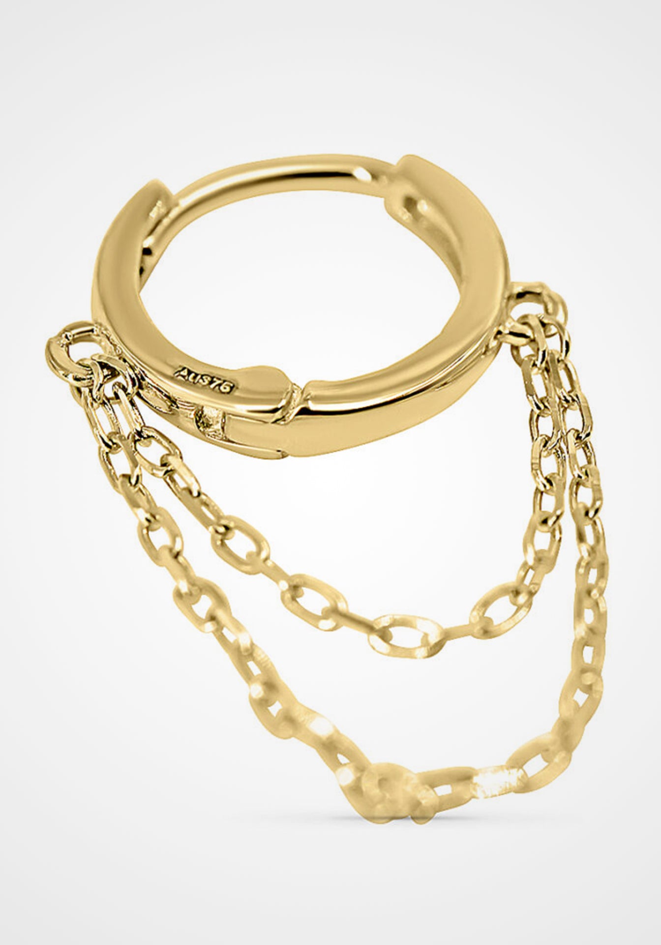 Chain Dangle, 14K Yellow Gold Huggies