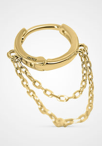 Chain Dangle, 14K Yellow Gold Huggies