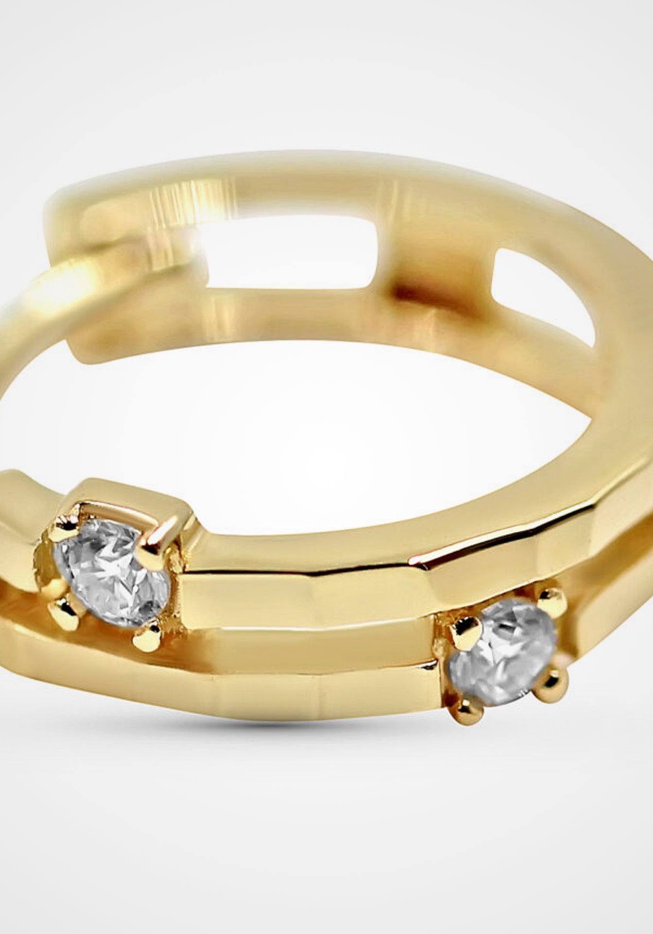 Offset Natural Diamonds, 14K Yellow Gold Huggies