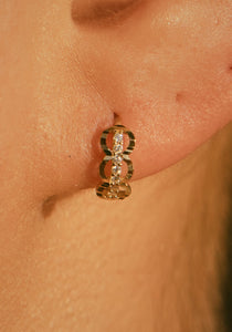 Scalloped Hammered, 14K Yellow Gold Huggies