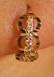 Scalloped Hammered, 14K Yellow Gold Huggies