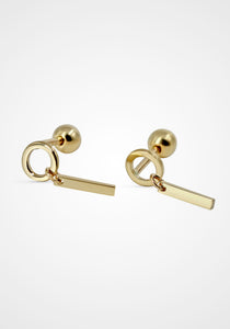 Minimalist Dangle, 14K Yellow Gold Stud Earrings