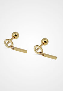 Minimalist Dangle, 14K Yellow Gold Stud Earrings
